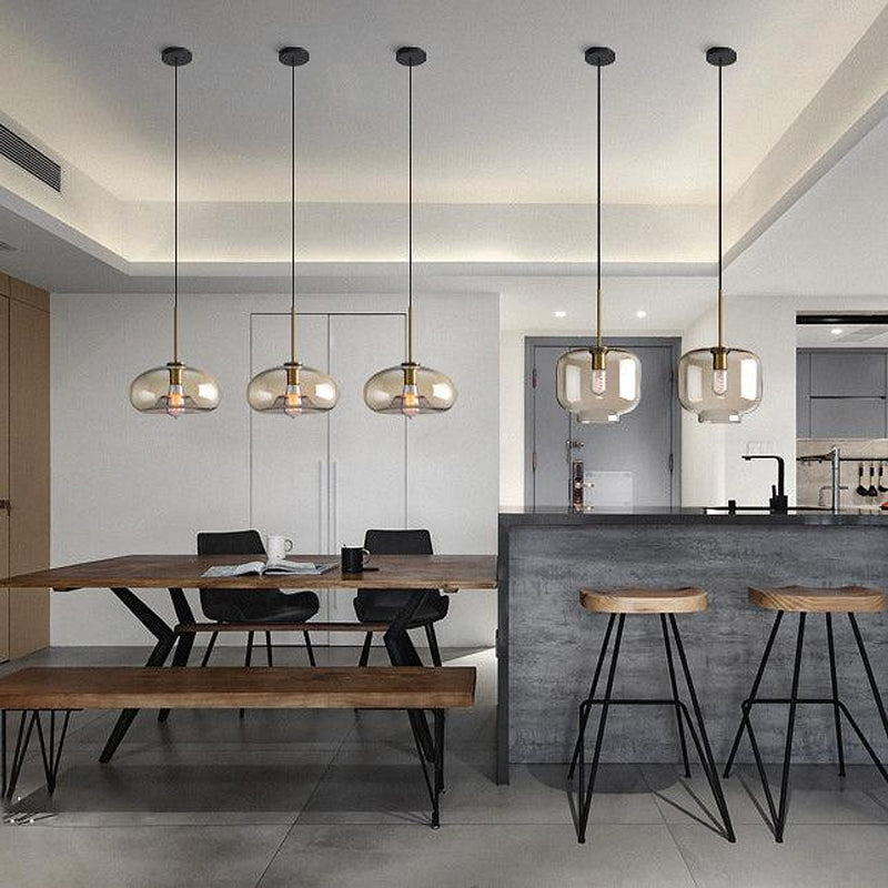 Millow Glass Shade Brass Fitting Pendant Light-DWHOME