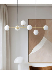 Olive Tree 5 Head Branch Milky Glass Kitchen Island Pendant Light-DWHOME