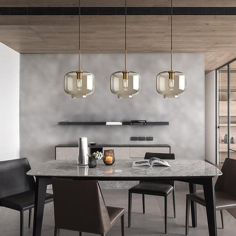 Millow Glass Shade Brass Fitting Pendant Light-DWHOME