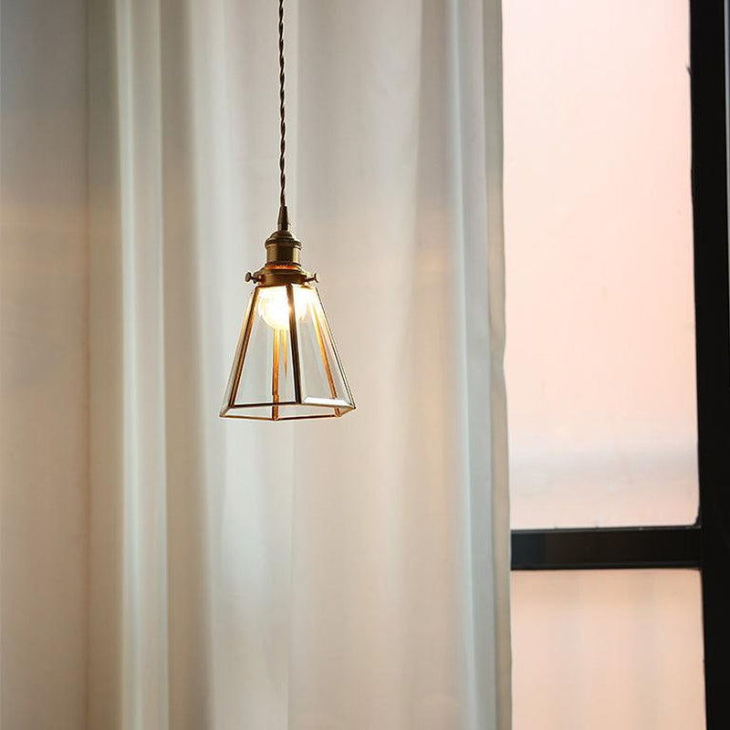 Lanterna brass frame glass pendant light-DWHOME