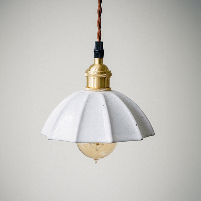 Odette Porcelain Shade Brass Fitting Pendant Light - DWHOME