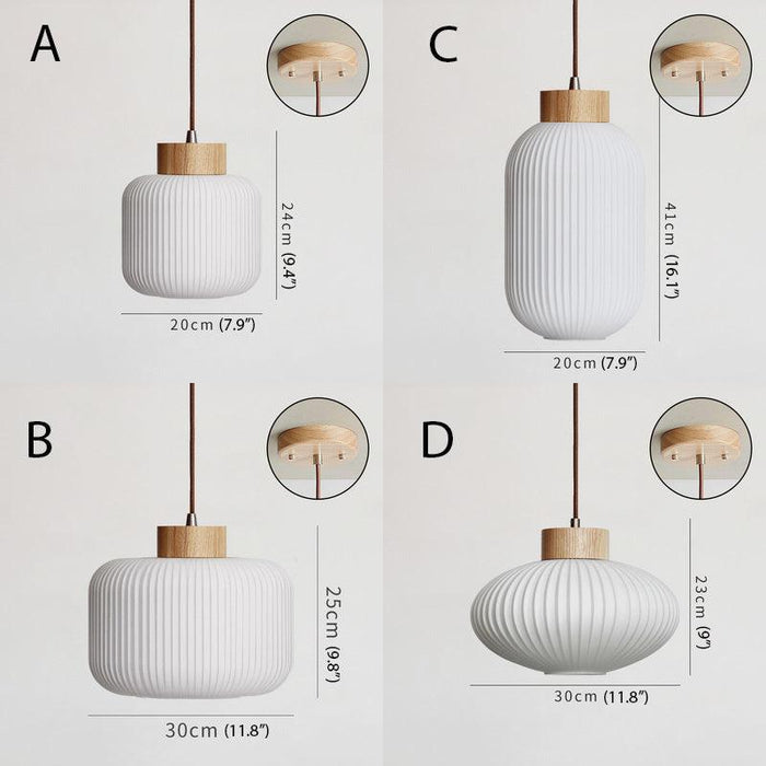 Lampions paper lantern glass shade Japandi style pendant light - DWHOME