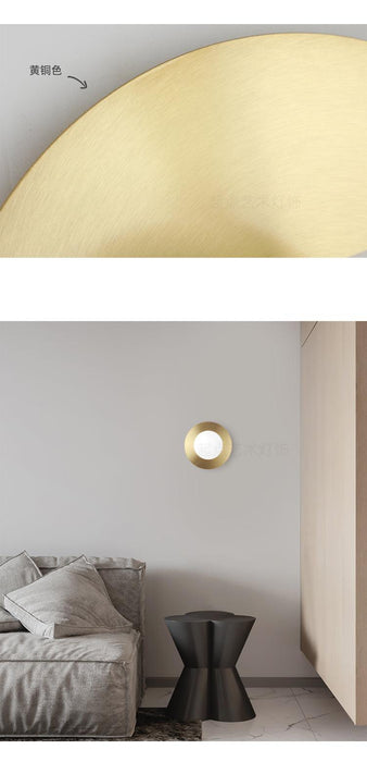 Rund Brass Plate Frosted Glass Mid Century Modern Wall Light / Ceiling Light - DWHOME