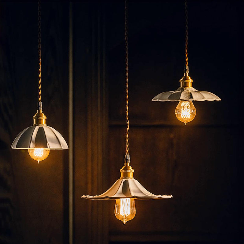 Odette Porcelain Shade Brass Fitting Pendant Light-DWHOME
