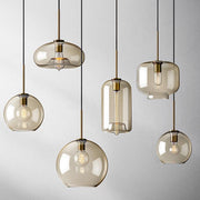 Millow Glass Shade Brass Fitting Pendant Light-DWHOME