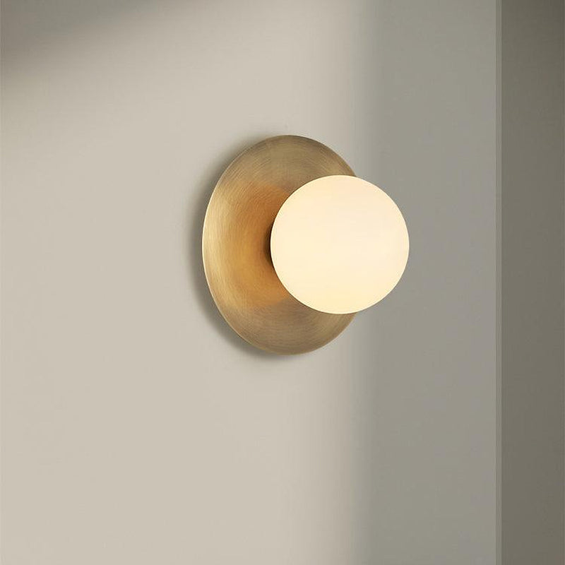 Rund Brass Plate Frosted Glass Mid Century Modern Wall Light / Ceiling Light-DWHOME