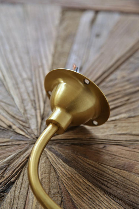 Oberon Wooden Shade Brass gooseneck arm Wall Light.