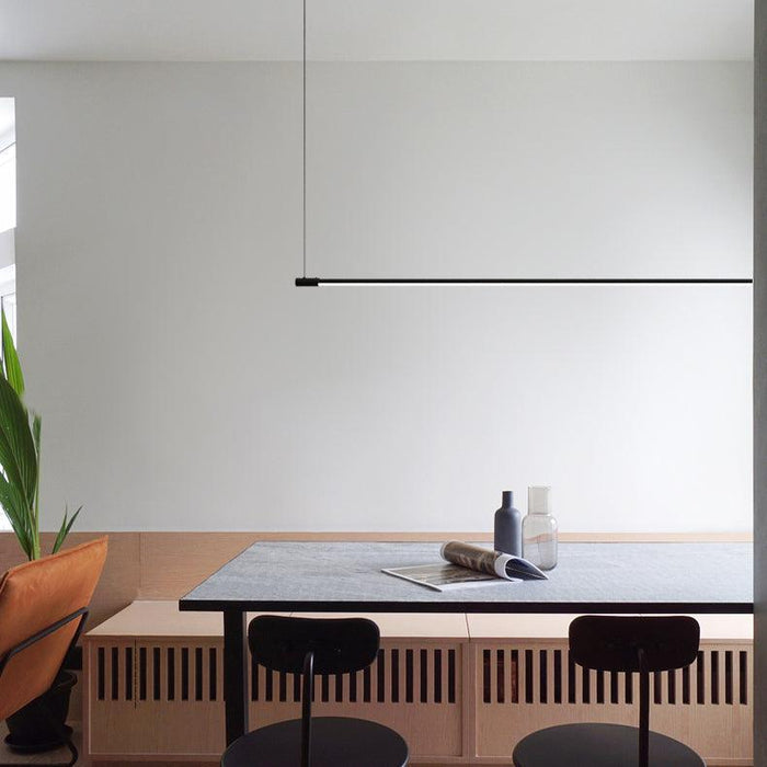 Linea minimalist strip line pendant light.