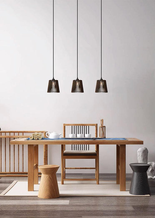 Kaho Wooden Shade Japandi Pendant Light.