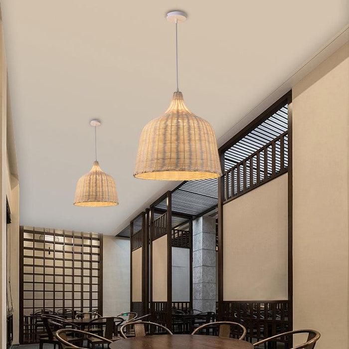 La playa rattan bamboo weave pendant light.