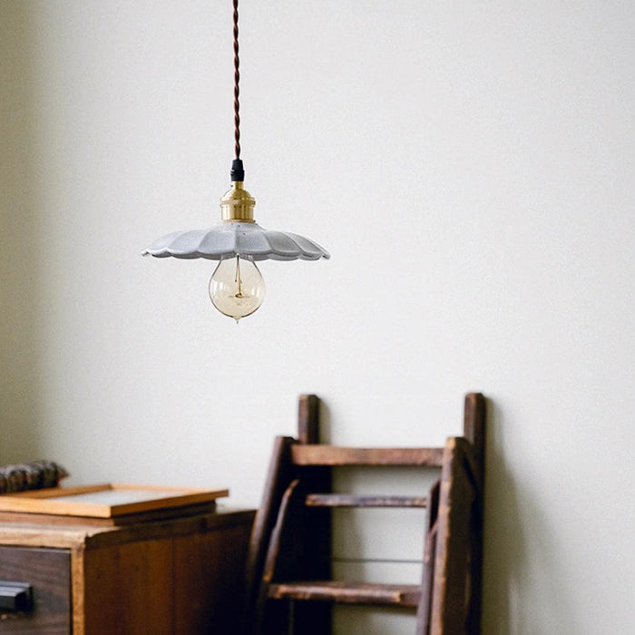 Odette Porcelain Shade Brass Fitting Pendant Light - DWHOME