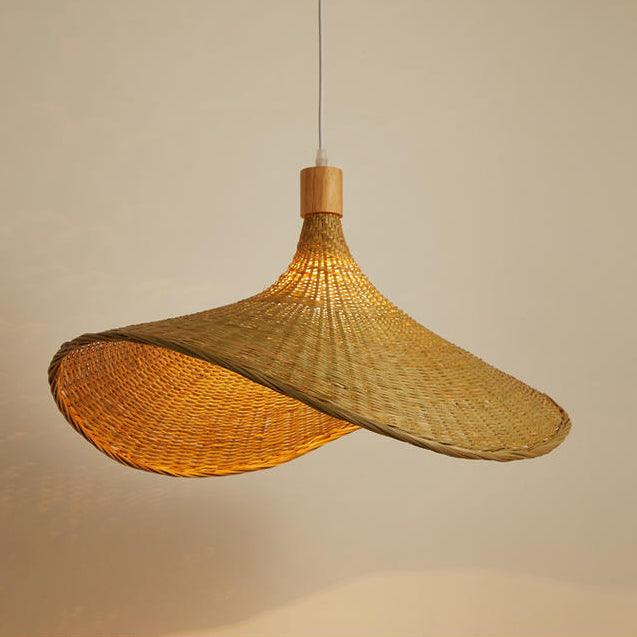 Panama Rattan Wicker Bamboo Pendant Light.