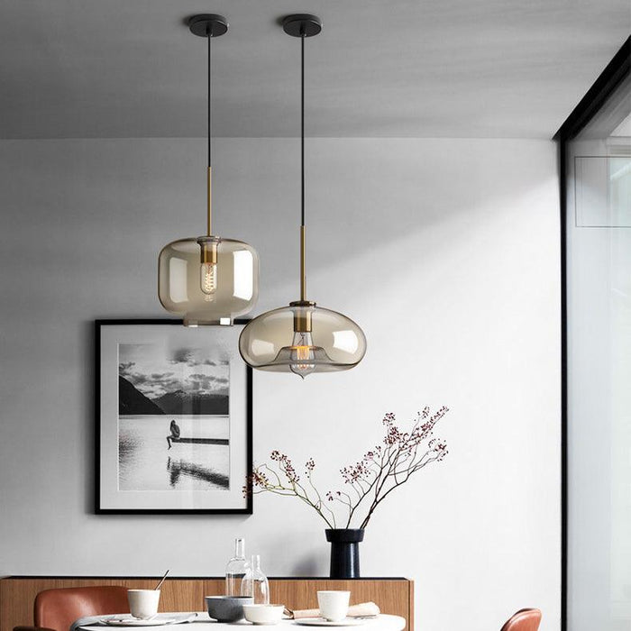 Millow Glass Shade Brass Fitting Pendant Light.