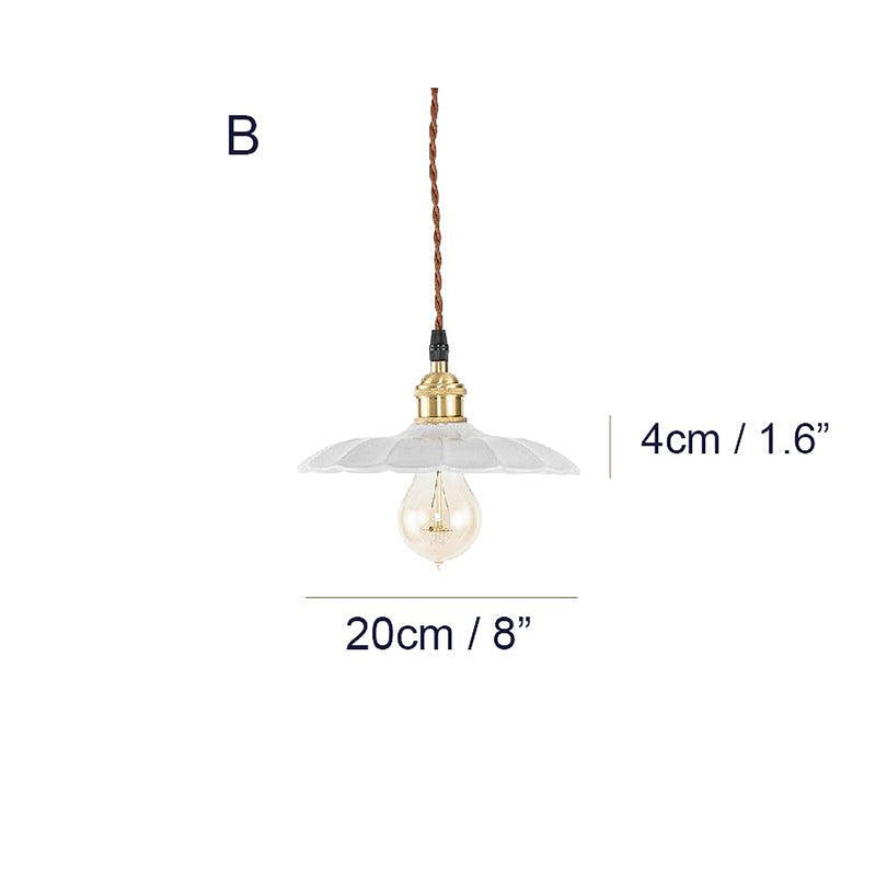 Odette Porcelain Shade Brass Fitting Pendant Light-DWHOME