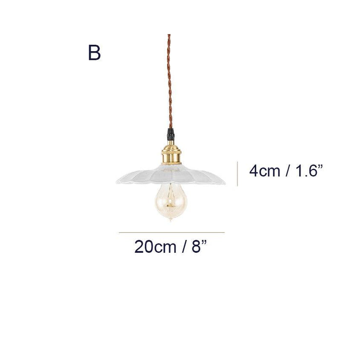 Odette Porcelain Shade Brass Fitting Pendant Light - DWHOME