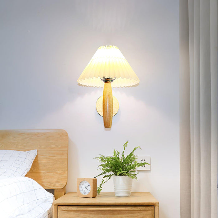 Oak Pleated Wall Light.