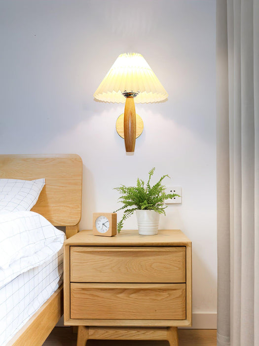 Oak Pleated Wall Light.