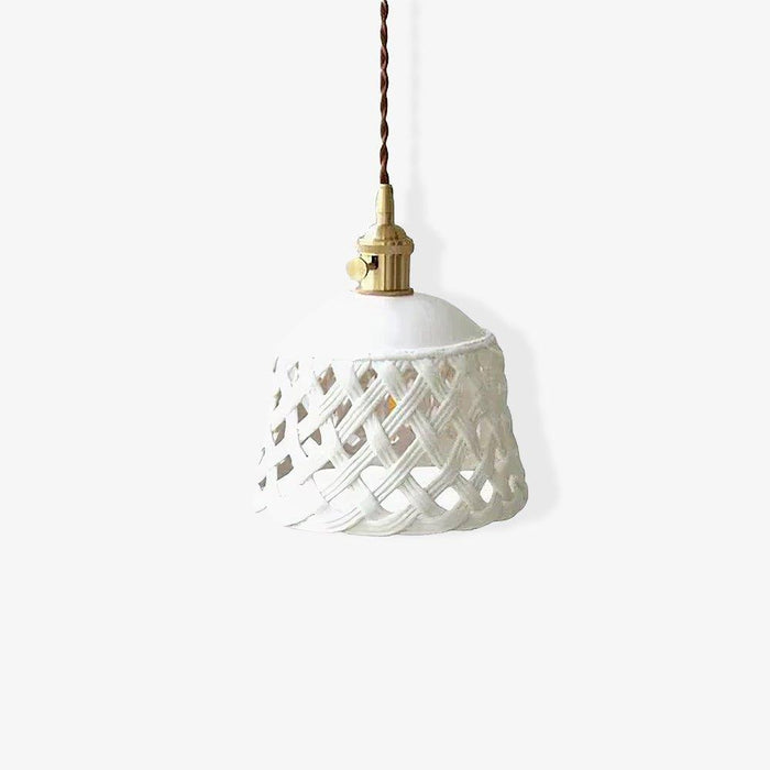 Openwork Ceramic Pendant Swag Light-DWHOME
