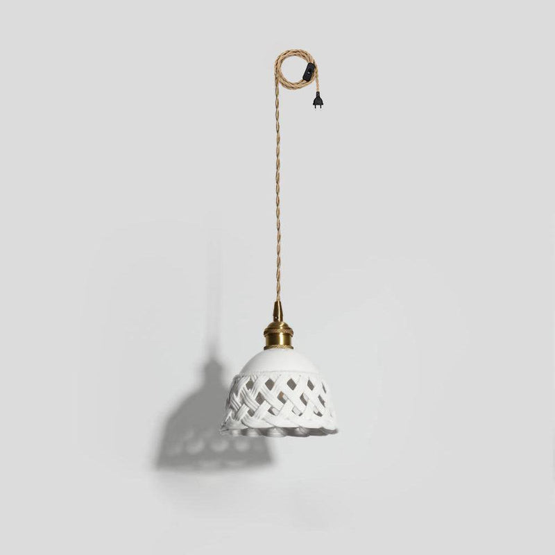 Openwork Ceramic Pendant Swag Light-DWHOME