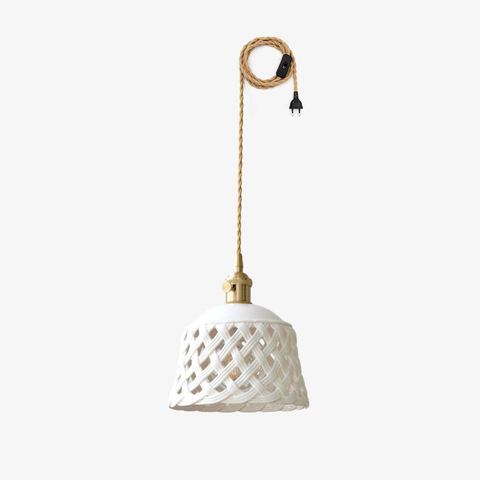Openwork Ceramic Pendant Swag Light-DWHOME