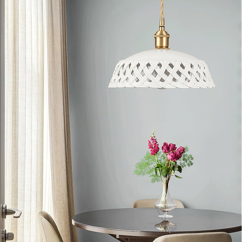 Openwork Ceramic Pendant Lamp-DWHOME