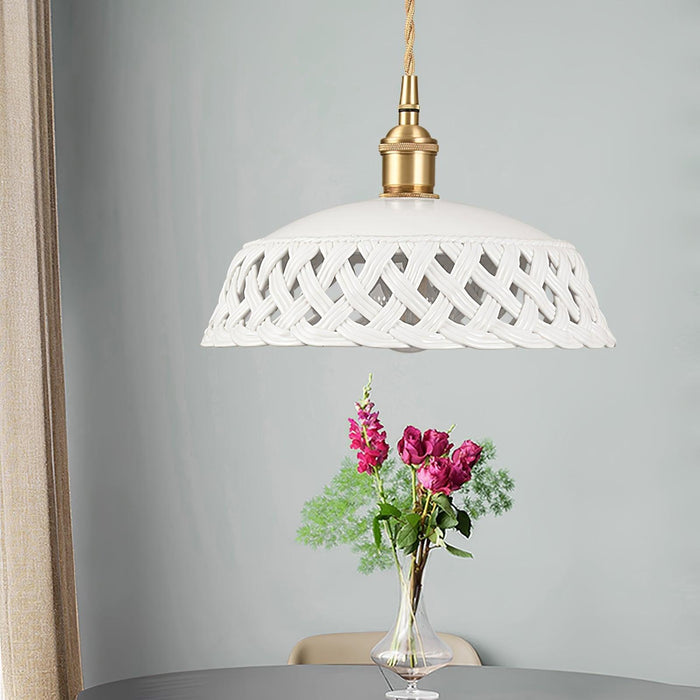 Openwork Ceramic Pendant Swag Light-DWHOME