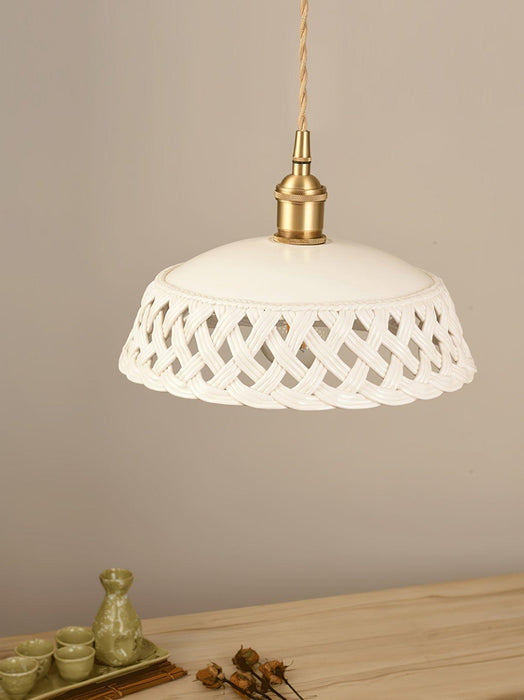 Openwork Ceramic Pendant Swag Light-DWHOME