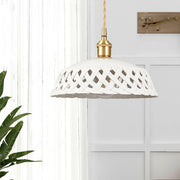 Openwork Ceramic Pendant Swag Light-DWHOME