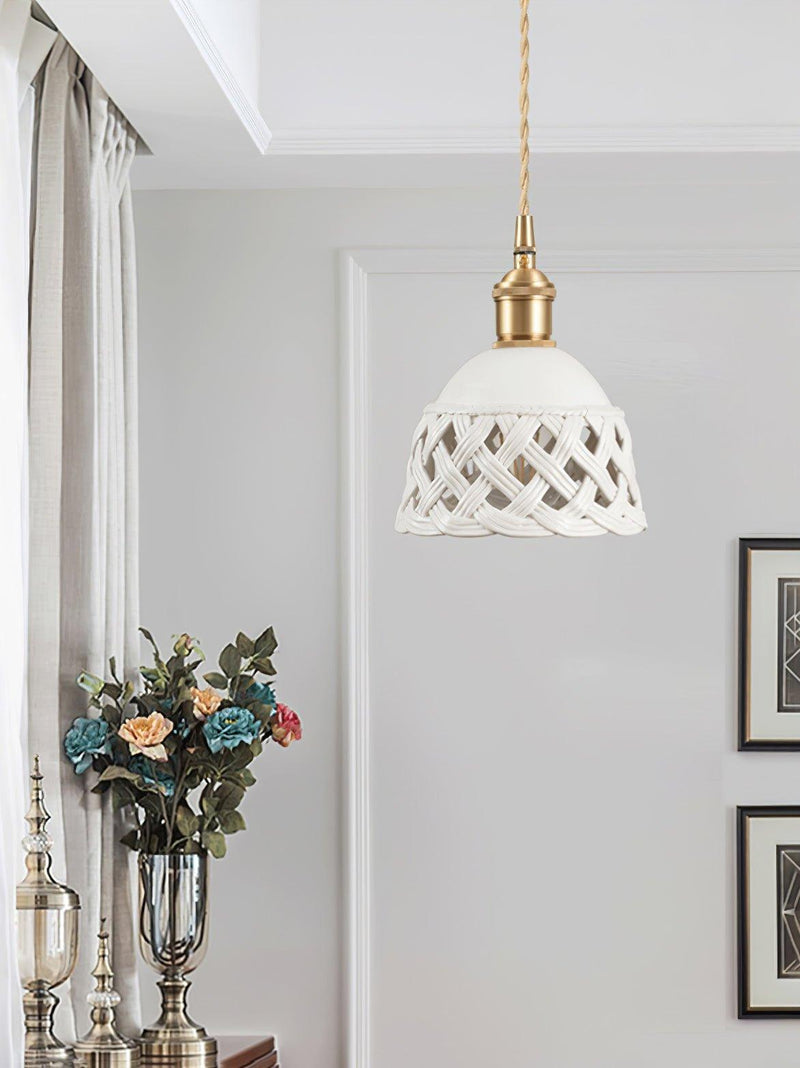 Openwork Ceramic Pendant Lamp-DWHOME