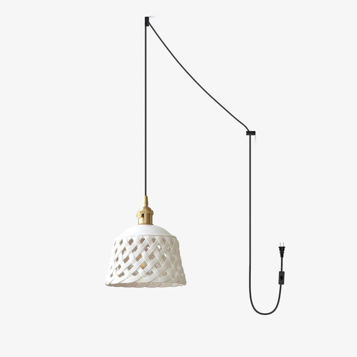 Openwork Ceramic Pendant Swag Light-DWHOME