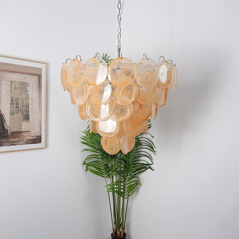 Chandelier disque Murano orange - DWHOME