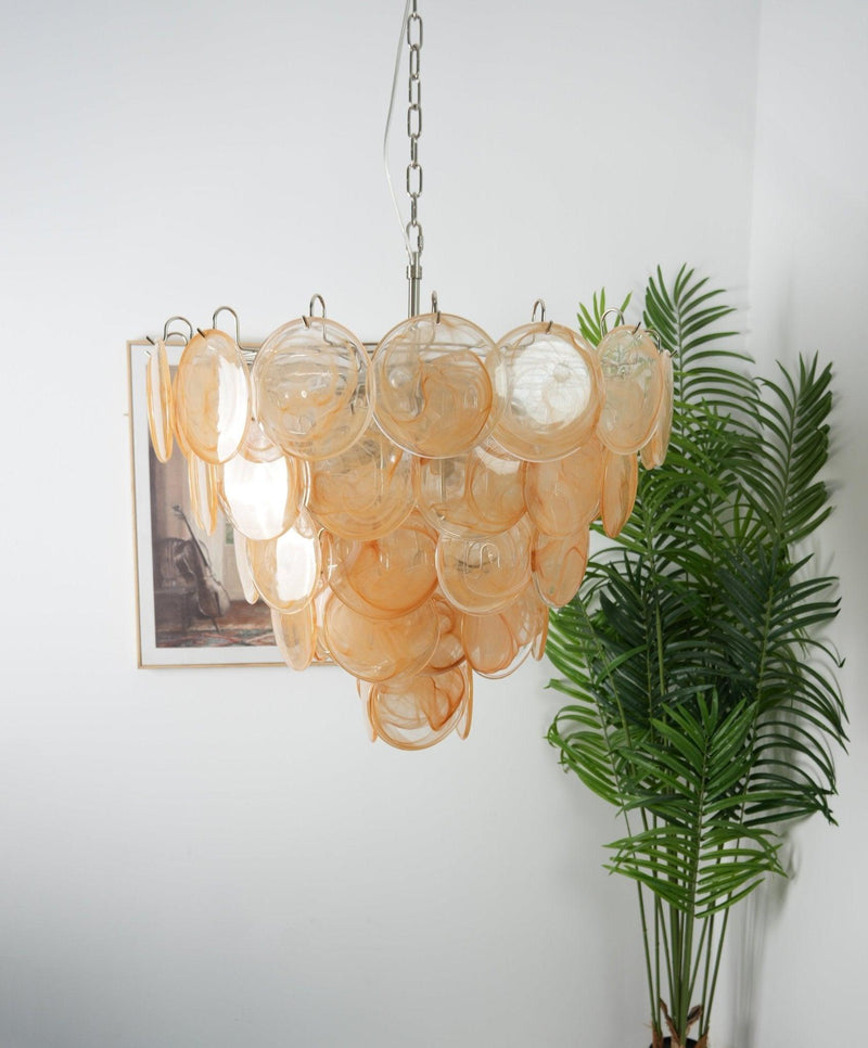 Chandelier disque Murano orange - DWHOME