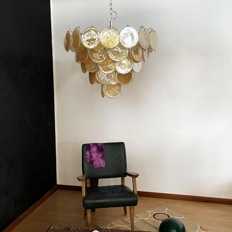 Chandelier disque Murano orange - DWHOME