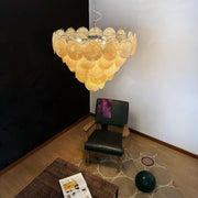 Chandelier disque Murano orange - DWHOME