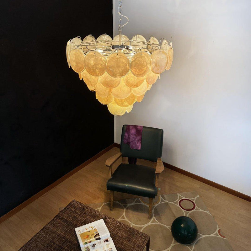 Chandelier disque Murano orange - DWHOME