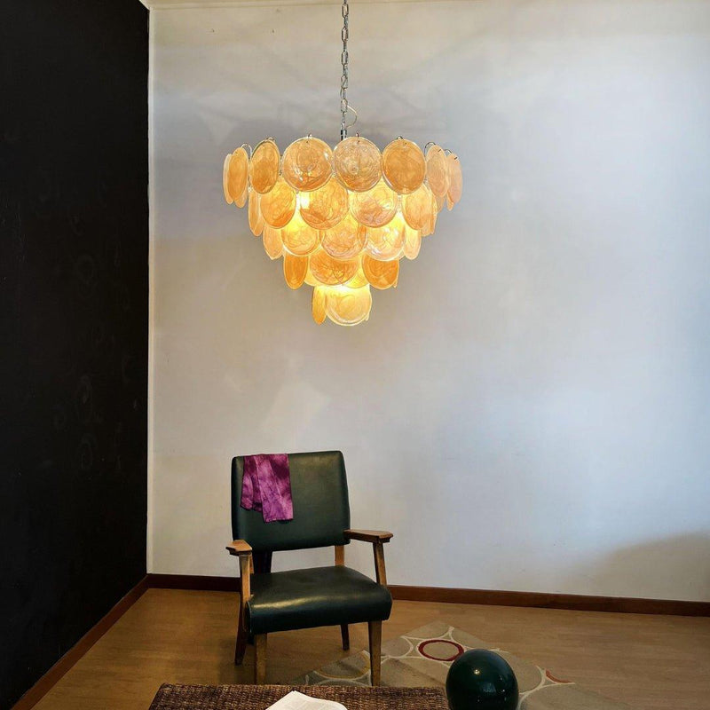 Chandelier disque Murano orange - DWHOME