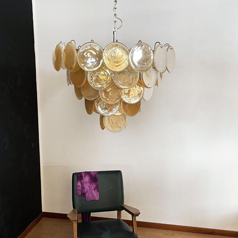 Chandelier disque Murano orange - DWHOME