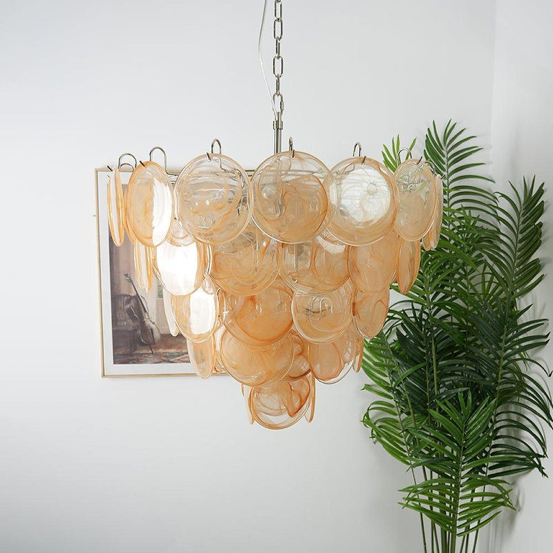 Chandelier disque Murano orange - DWHOME