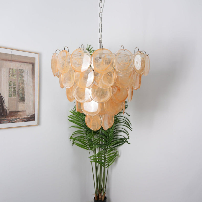 Chandelier disque Murano orange - DWHOME
