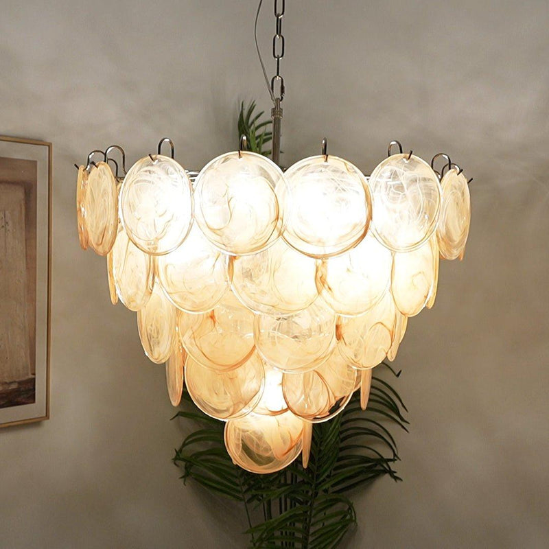Chandelier disque Murano orange - DWHOME