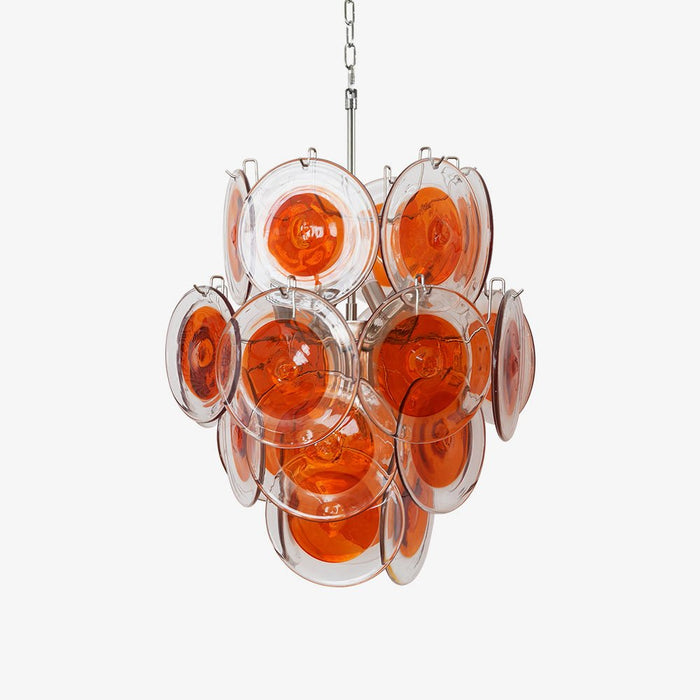 Orange Transparent Murano Disc Chandelier-DWHOME