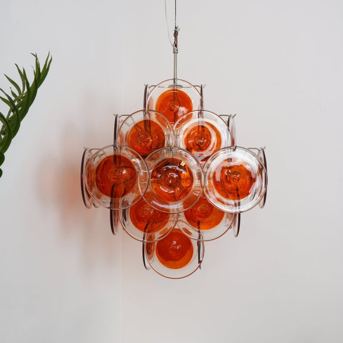 Orange Transparent Murano Disc Chandelier-DWHOME