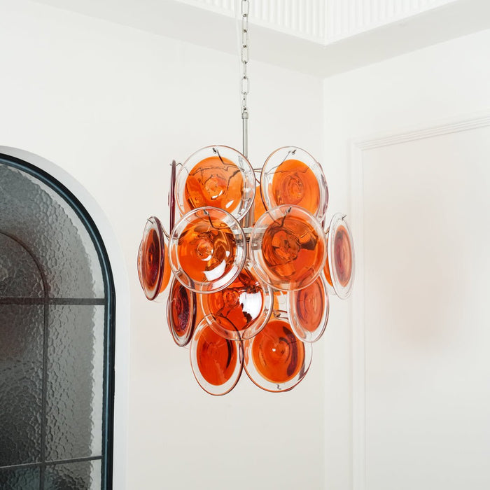 Orange Transparent Murano Disc Chandelier-DWHOME