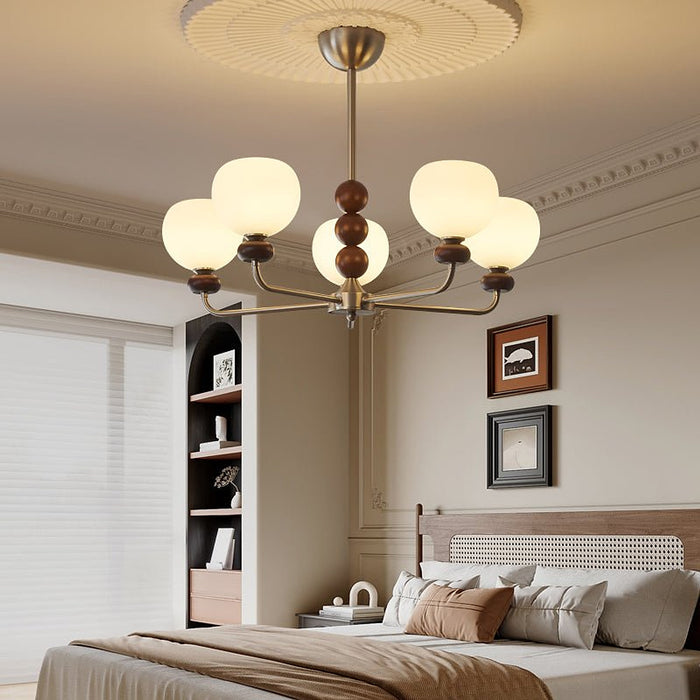 Orb Walnut Chandelier-DWHOME
