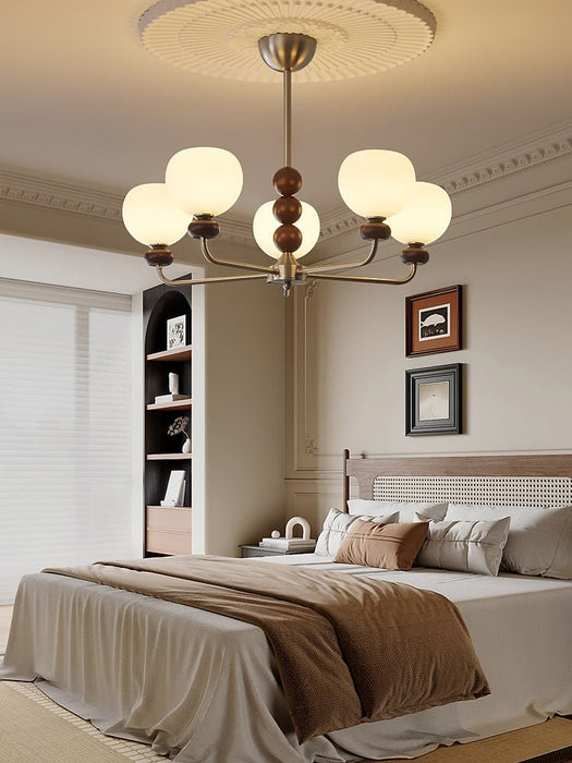 Orb Walnut Chandelier-DWHOME