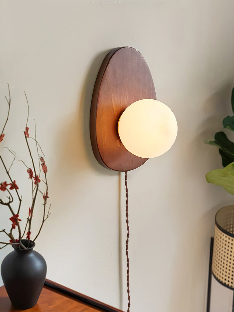 Orba Walnut Plug-in Wall Lamp-DWHOME