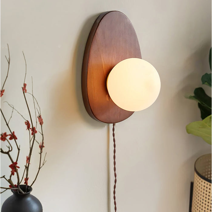 Orba Walnut Plug-in Wall Lamp-DWHOME