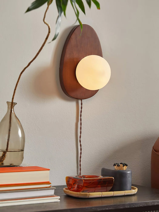 Orba Walnut Plug-in Wall Lamp-DWHOME