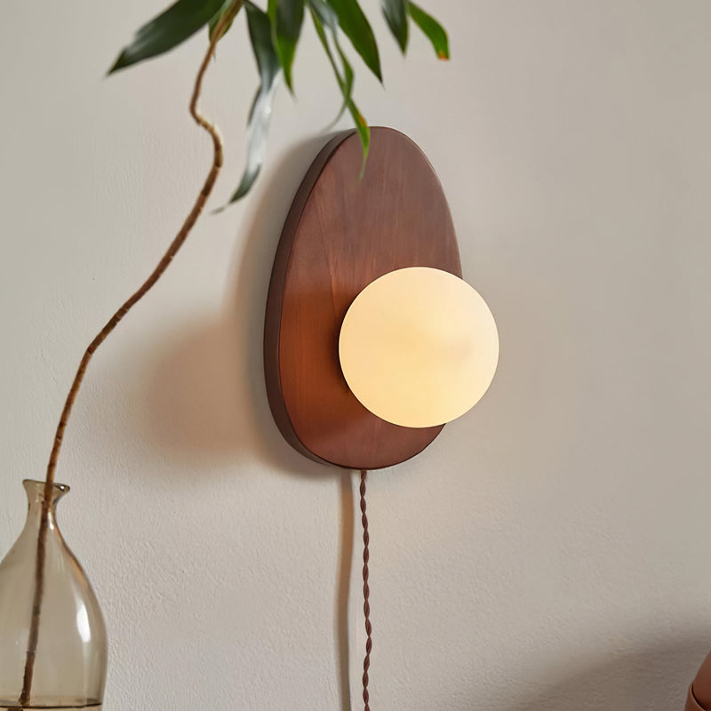 Orba Walnut Plug-in Wall Lamp-DWHOME