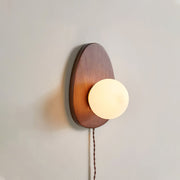 Orba Walnut Plug-in Wall Lamp-DWHOME